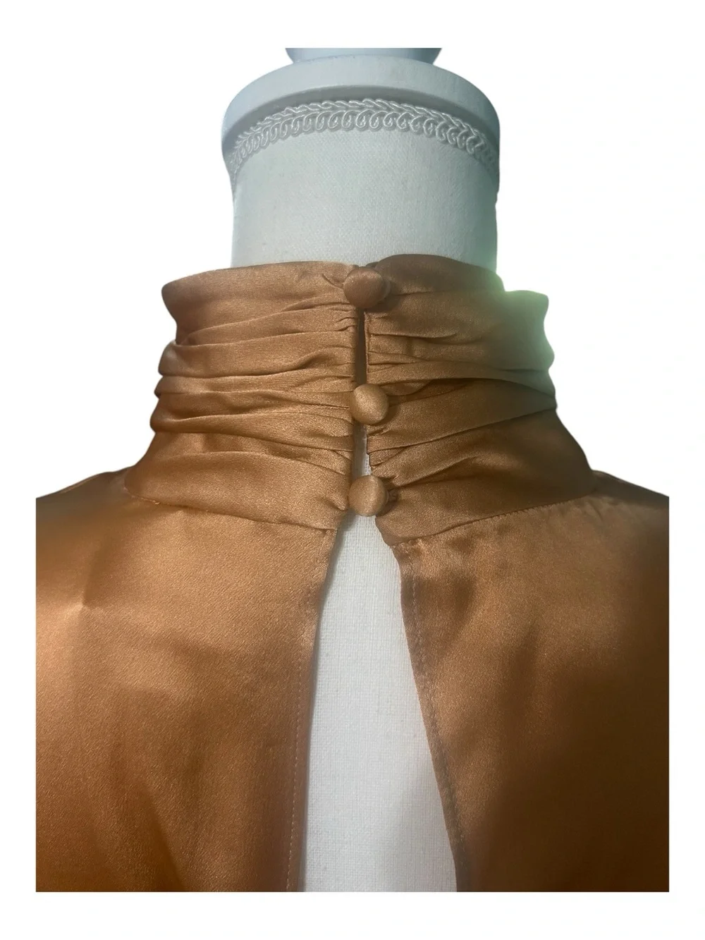 Cinq à Sept NWT Jayla Silk Satin Mock Neck Blouse Bronzer Orange Size M